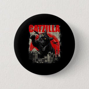 Badge Rond 5 Cm Catzilla - Drôle Amoureux des chats Kitten Kitty S