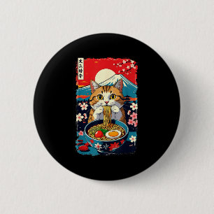 Badge Rond 5 Cm Catzilla drôle Anime Ramen Chat japonais Hommes Fe