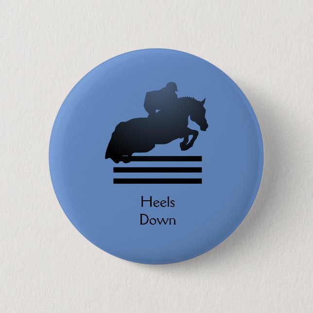 Badge Rond 5 Cm  Cavalier franchissant un obstacle.   (Devant)