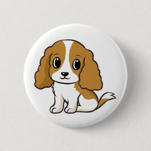 Badge Rond 5 Cm cavalier kcs blenheim dessin animé
