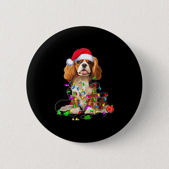 Badge Rond 5 Cm Cavalier King Charles Spaniel Dog Christmas Orname (Devant)