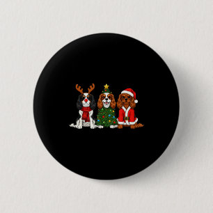 Badge Rond 5 Cm Cavalier King Charles Spaniel Noël Santa Rein