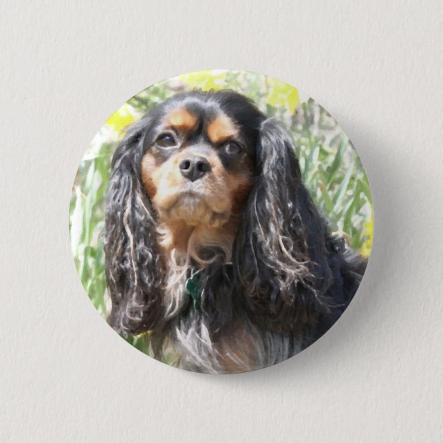 Badge Rond 5 Cm Cavalier King Charles Spaniel peint (Devant)