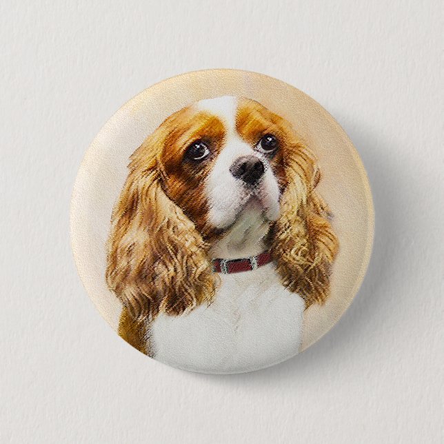 Badge Rond 5 Cm Cavalier King Charles Spaniel Peinture originale (Devant)