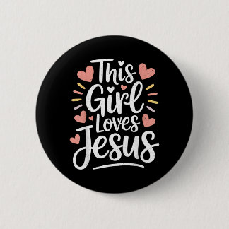 Badge Rond 5 Cm Ce cadeau de fille aime Jésus pour enfant chrétien