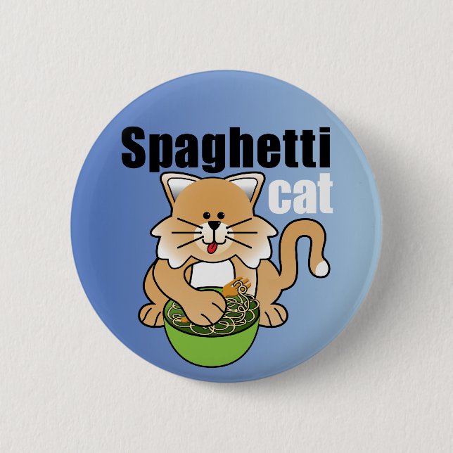 Badge Rond 5 Cm Ce chat fou de spaghetti (Devant)