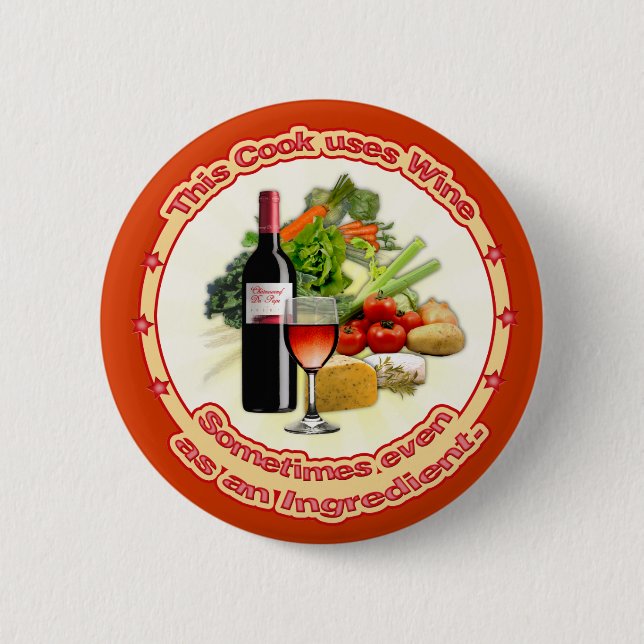 Badge Rond 5 Cm Ce cuisinier utilise du vin (Devant)