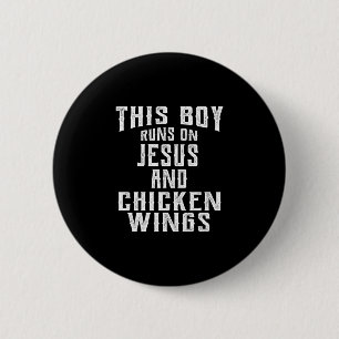 Badge Rond 5 Cm Ce garçon court sur Jésus et la conception d'ailes