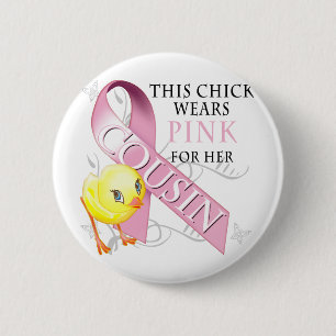 Badge Rond 5 Cm Ce poussin porte le rose pour son cousin