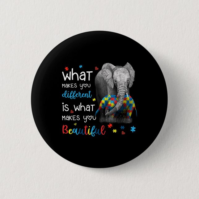 Badge Rond 5 Cm Ce qui vous rend différents Elephant Maman Autisme (Devant)