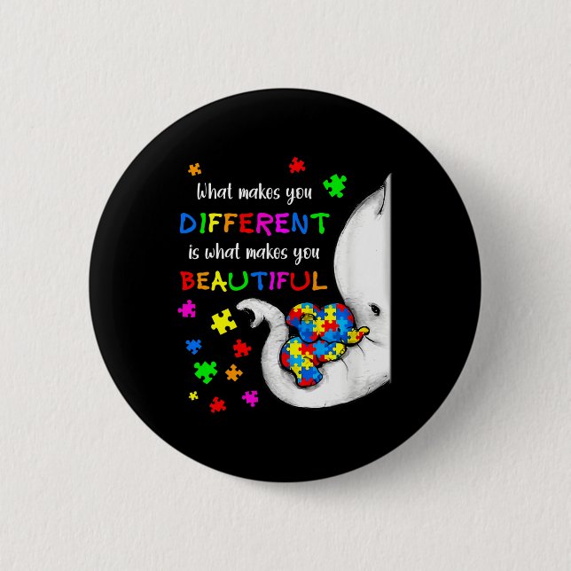 Badge Rond 5 Cm Ce qui vous rend différents éléphant maman Autisme (Devant)
