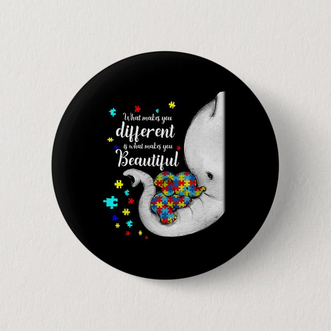 Badge Rond 5 Cm Ce qui vous rend différents éléphant maman Autisme (Devant)