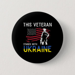 Badge Rond 5 Cm Ce vétéran se tient avec le drapeau Ukraine Usa so