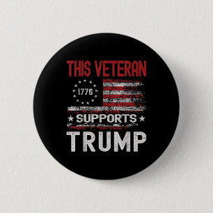 Badge Rond 5 Cm Ce vétéran soutient le drapeau américain Trump 202