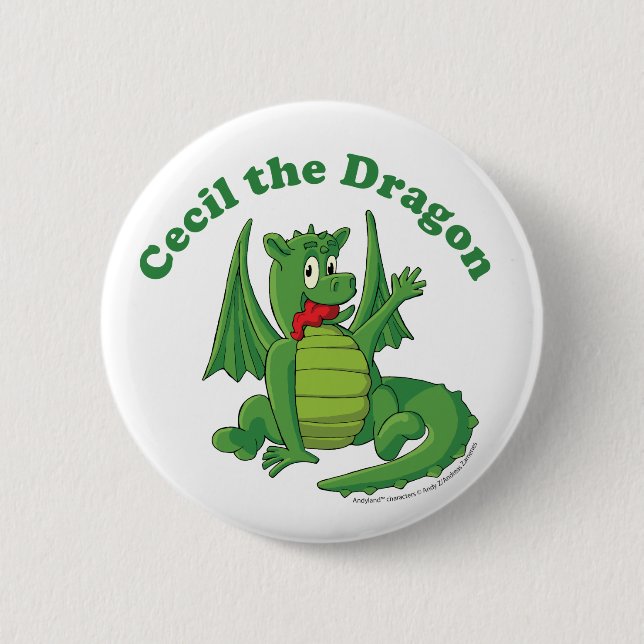 Badge Rond 5 Cm Cecil le bouton de dragon (Devant)