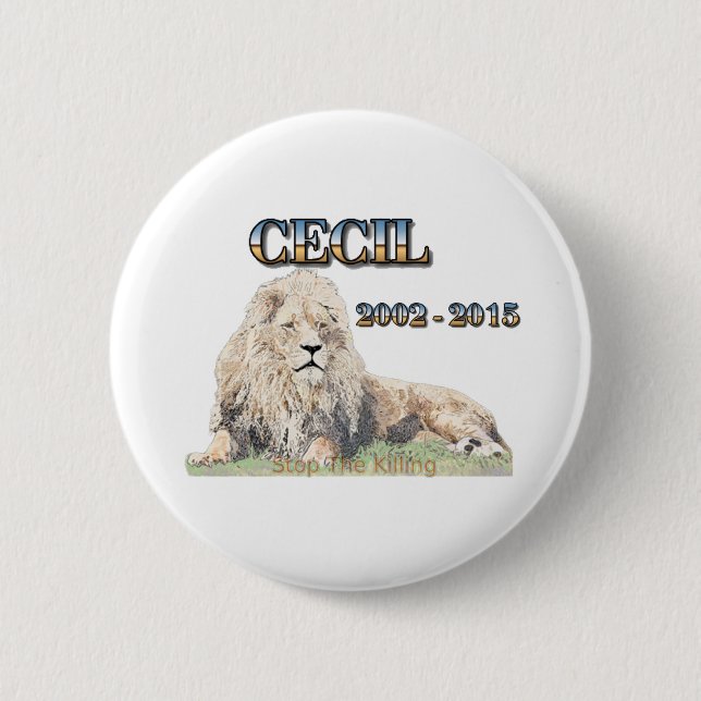 Badge Rond 5 Cm Cecil le lion (Devant)