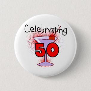 Badge Rond 5 Cm Célébration de 50 t-shirts et cadeaux