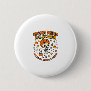 Badge Rond 5 Cm Célébration de squelette cosy Halloween