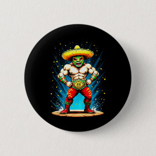 Badge Rond 5 Cm Célébration drôle de Taco Wrestling Cinco De Mayo