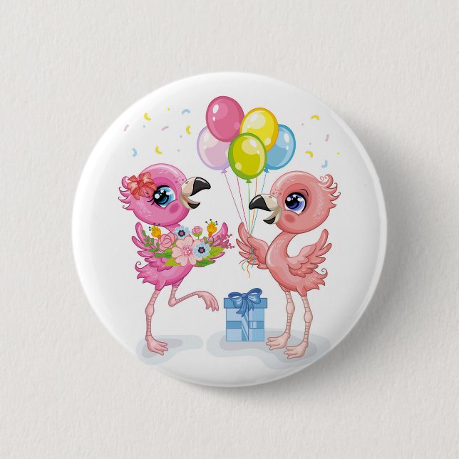 Badge Rond 5 Cm Célébration du flamant rose   (Devant)
