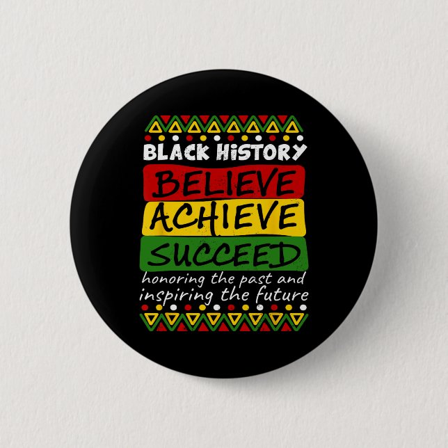 Badge Rond 5 Cm Célébration du Mois de l'Histoire des Noirs Afro-A (Devant)