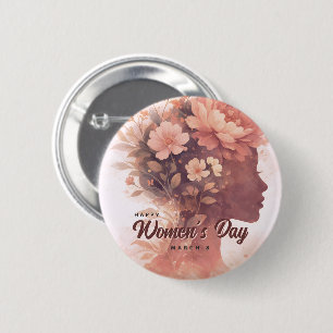Badge Rond 5 Cm Célébration élégante de la Journée de la femme Fle
