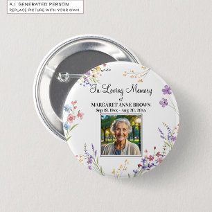 Badge Rond 5 Cm Célébration Élégante de la Vie avec Fleurs - Souve