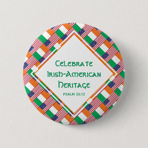 BADGE ROND 5 CM CÉLÉBRER LE PATRIMOINE IRLANDAIS-AMÉRICAIN