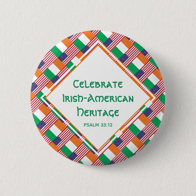 BADGE ROND 5 CM CÉLÉBRER LE PATRIMOINE IRLANDAIS-AMÉRICAIN (Devant)