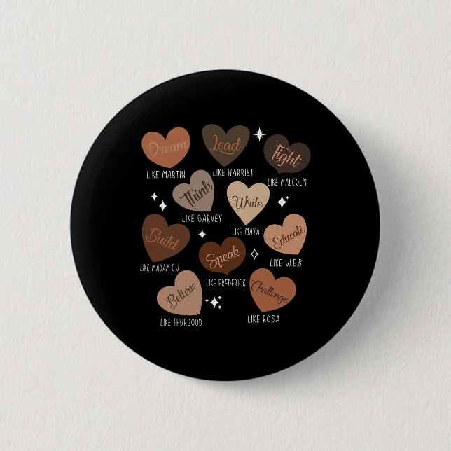 Badge Rond 5 Cm Célébrer l'histoire des Noirs avec Hea, leader ins (Devant)