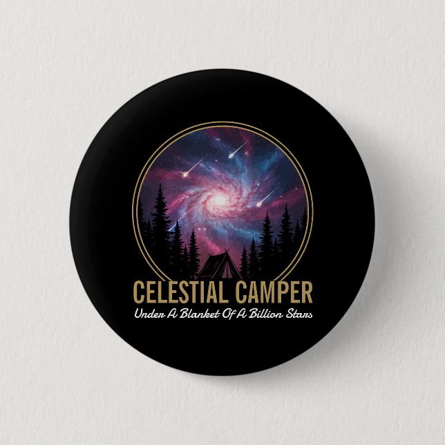 Badge Rond 5 Cm Celestial Camper Galaxy Night Scene (Devant)