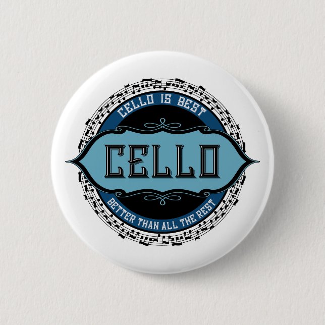 Badge Rond 5 Cm Cello Best Music Note Circle (Devant)