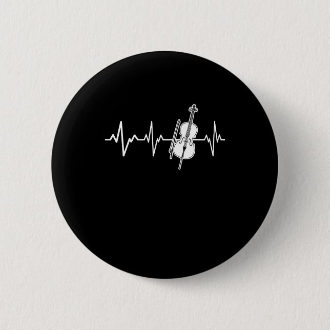 Badge Rond 5 Cm Cello Heartbeat Classique Cellist Idée cadeau (Devant)
