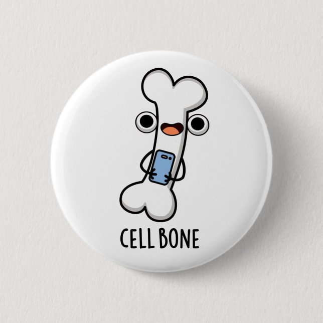 Badge Rond 5 Cm Cellule Os Funky Téléphone Cellulaire Pun (Devant)
