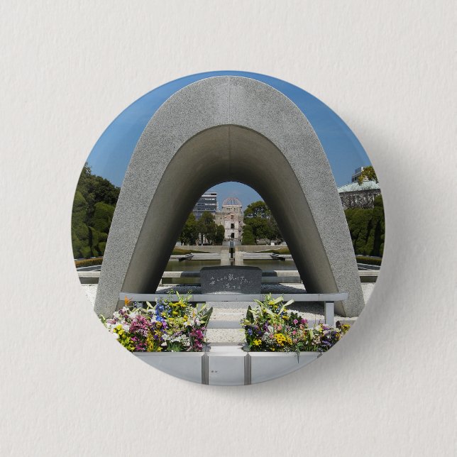 Badge Rond 5 Cm Cénotaphe commémoratif d'Hiroshima (Devant)