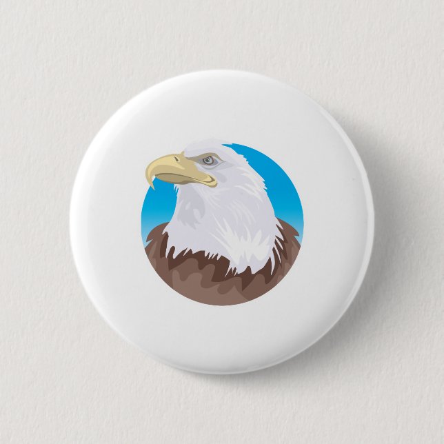 Badge Rond 5 Cm cercle d'aigle chauve (Devant)