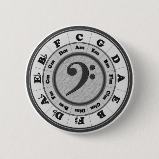 Badge Rond 5 Cm Cercle de clef basse des cinquièmes