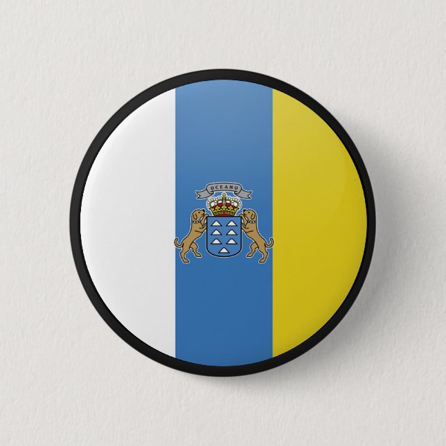 Badge Rond 5 Cm Cercle de drapeau de qualité des Îles Canaries (Devant)