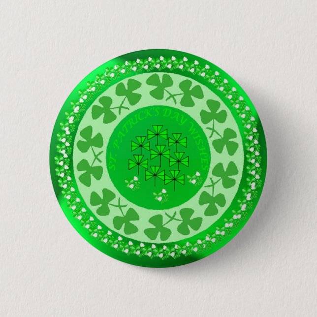 Badge Rond 5 Cm Cercle de shamrock (Devant)