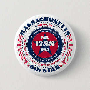 Badge Rond 5 Cm Cercle du Massachusetts patriotique avec détails s