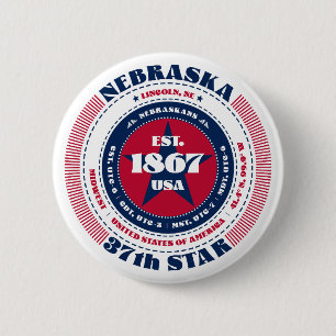 Badge Rond 5 Cm Cercle du Nebraska patriotique avec détails sur l'
