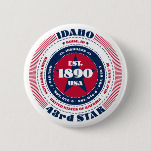 Badge Rond 5 Cm Cercle Idaho patriotique avec détails sur l'État