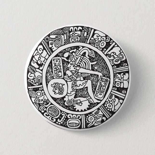 Badge Rond 5 Cm Cercle maya, hiéroglyphe mexicain(Maya) (Devant)