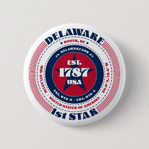 Badge Rond 5 Cm Cercle patriotique Delaware avec détails d'état
