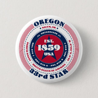 Badge Rond 5 Cm Cercle Patriotique Oregon avec détails d'état