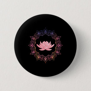 Badge Rond 5 Cm Cercle spirituel de yoga Lotus Mandala