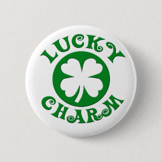 Badge Rond 5 Cm Cercle vert/blanc de charme chanceux