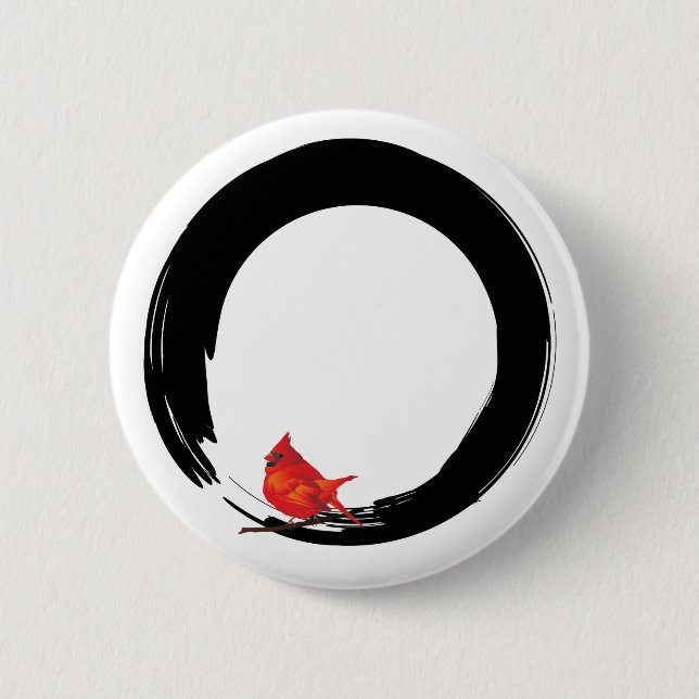 Badge Rond 5 Cm Cercle zen avec Cardinal de Noël (Devant)