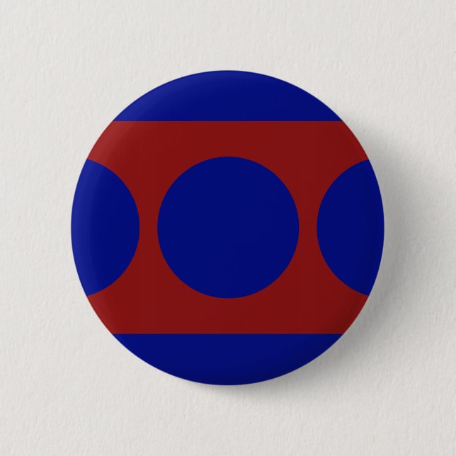 Badge Rond 5 Cm Cercles bleus en rouge (Devant)