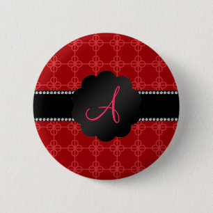 Badge Rond 5 Cm Cercles rouges de monogramme rétros